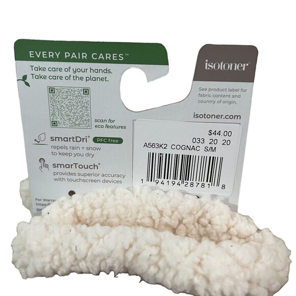 Isotoner Women's Smartdri Gloves W/ Sherpa Cuff Brown Cognac Size S/M New - Picture 3 of 4